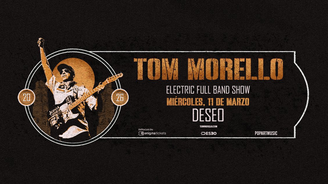 SFV_Cinema's tweet image. 🏟 TOM MORELLO en ARGENTINA 🏟

📅 11 de marzo en Deseo Club
💵 Precio final oficial (service incluido)

🎟️ General: $115,000 ARS