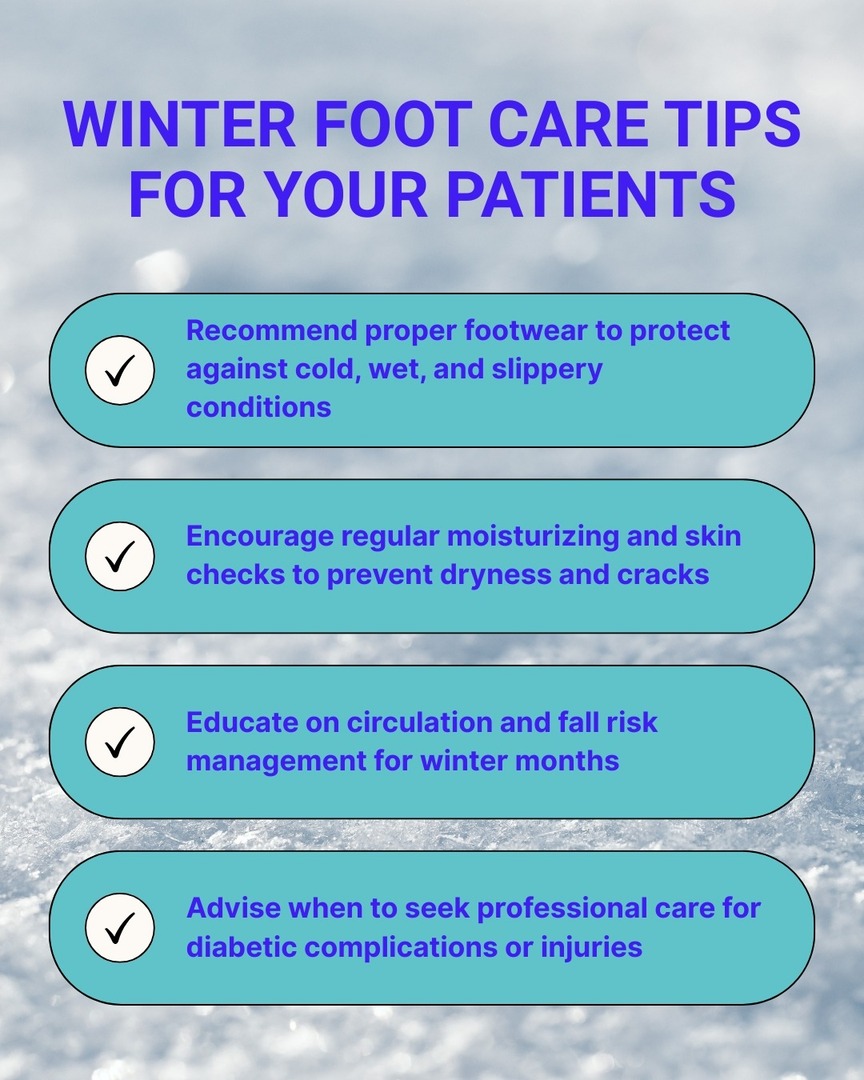 Winter brings a new set of foot concerns for your patients.

Support your winter patient education with ILAPPS resources. Become a member to access ready-to-use materials designed for Illinois DPMs.

📞 (312) 427-5810
✉️ membership@ilapps.org
🌐 ilapps.org