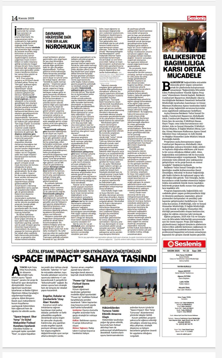 🧠 Nörohukuk: Davranışın Hikâyesine Dair Yeni ve Gelişen Bir Alan

Sesleniş’in Kasım sayısındaki köşe yazımızda, henüz gelişim aşamasında olan ve insan davranışını nörobilimsel bulgularla yeniden düşünmemizi sağlayan nörohukuk yaklaşımını ele aldık.

Bu alan; suç, seçim,