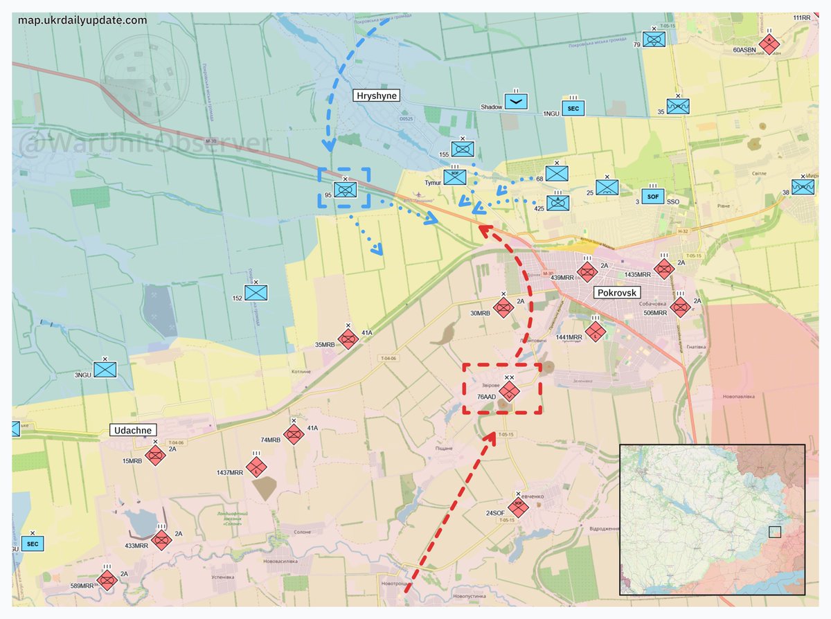 🇷🇺 Russia committed their elite 76th Guards Air Assault Division to Pokrovsk - their first quad &amp; mechanized assault went poorly. 
But more interestingly: Ukraine appears to have anticipated the move, reinforcing the key area with their experienced 🇺🇦95th Air Assault Brigade