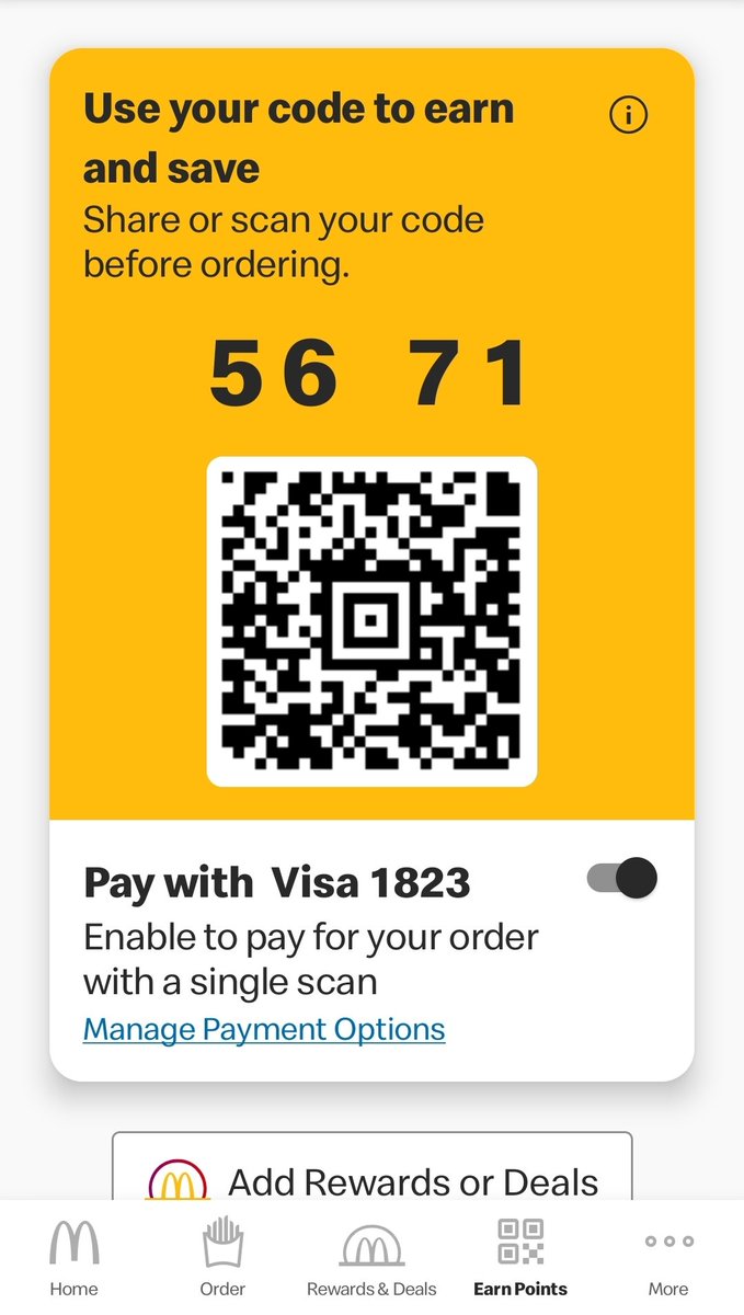 DanielHirsch25's tweet photo. @McDonalds - This UI in your app for pay with a stored credit card stinks. Is the toggle on or off? Maybe make it a different color (green?) when it's enabled... like it was before this last update. Thanks! https://t.co/nxhGza5SRs