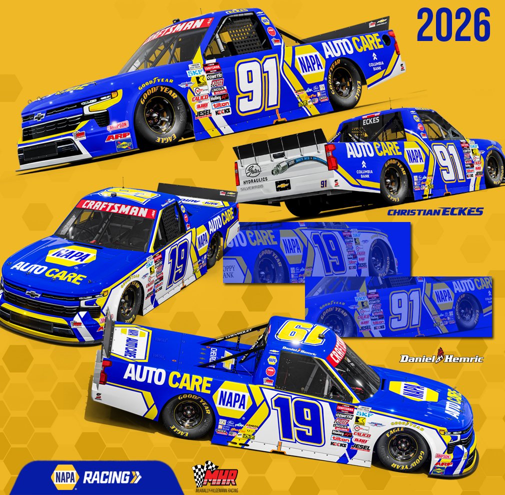 Renewed and refreshed with <a href="/NAPARacing/">NAPA Racing</a> in 2026!

<a href="/DanielHemric/">Daniel Hemric</a> | <a href="/christianeckes/">Christian Eckes</a> | #NASCAR