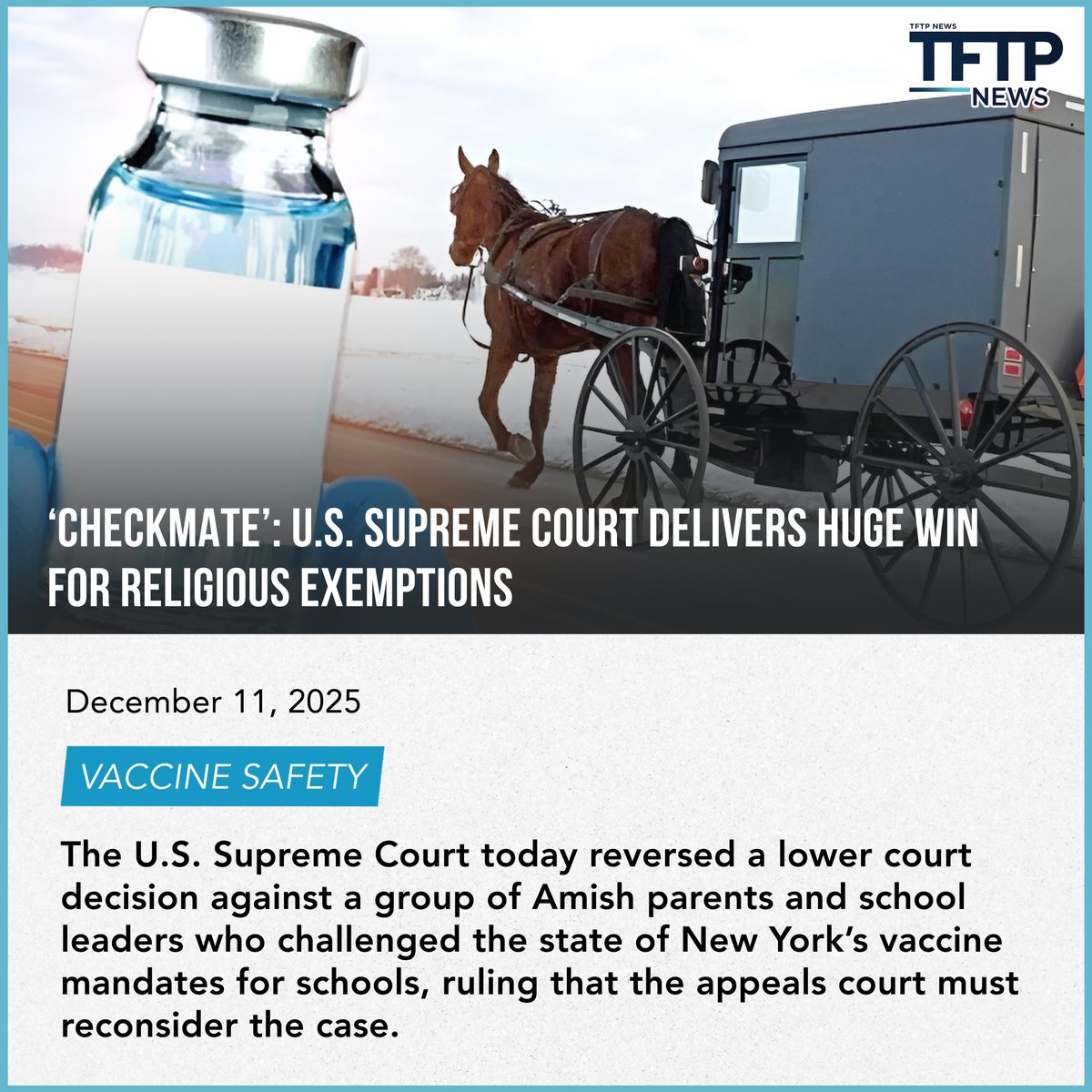 Today’s ruling could have implications for other states that don’t allow religious exemptions, attorneys said.