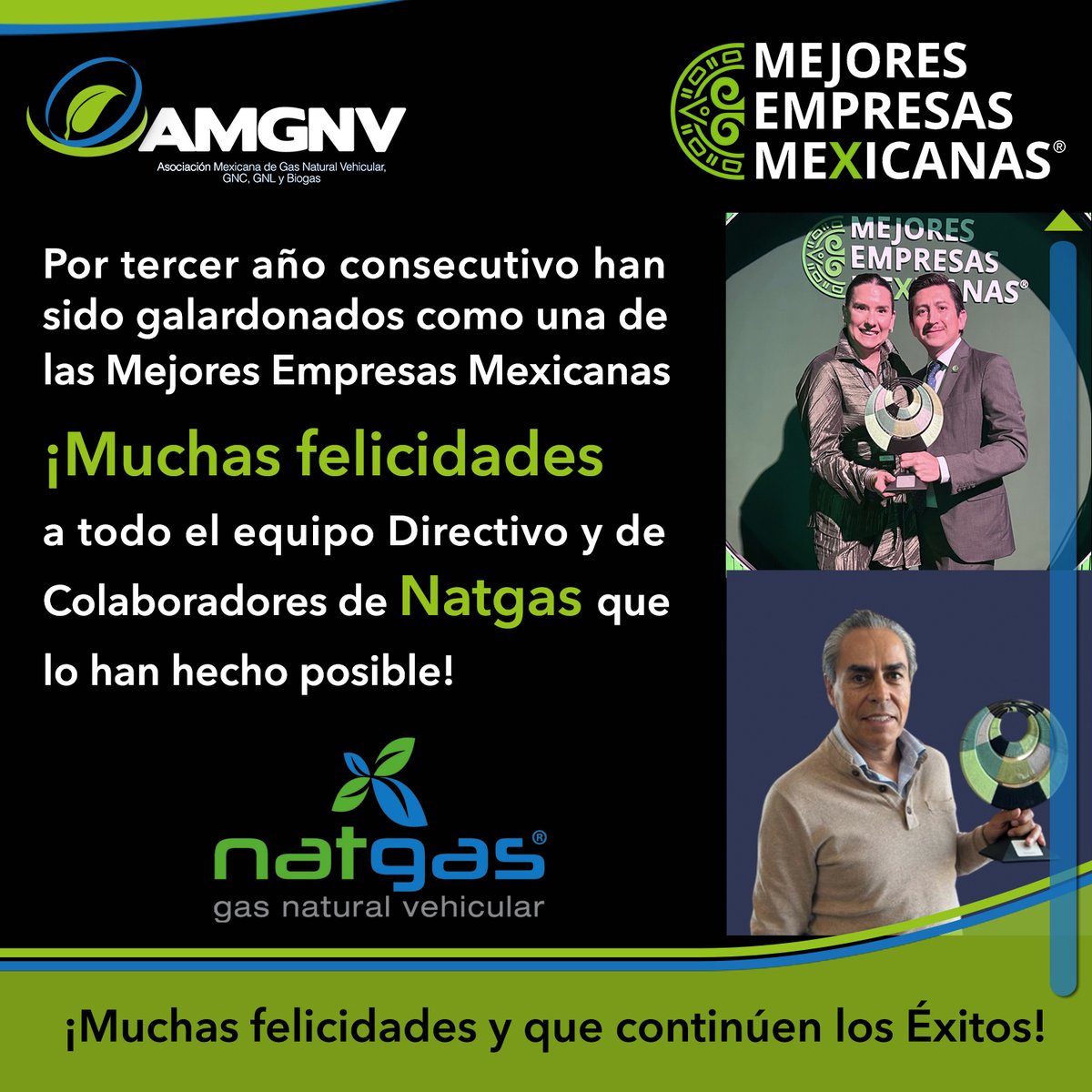 Por tercer año consecutivo han sido galardonados como una de las Mejores Empresas Mexicanas
¡Muchas felicidades a todo el equipo Directivo y de Colaboradores de Natgas México que lo han hecho posible!

#MejoresEmpresasMexicanas #SomosPartedelaSolucion
