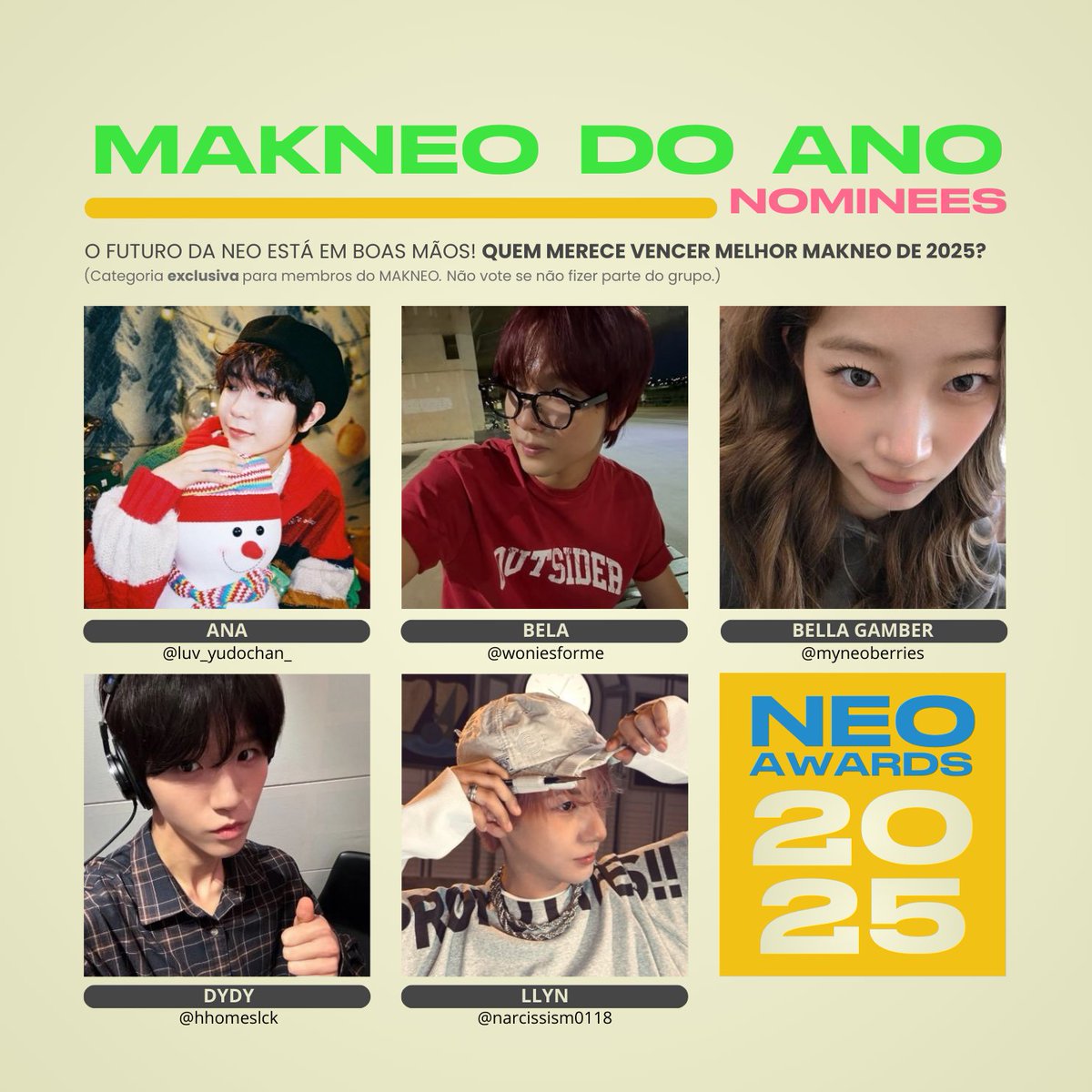 NE0B0MB's tweet photo. ★ MAKNEO DO ANO!
Indicados: @luv_yudochan_, @woniesforme, @zerobasenove, @hhomeslck e @narcissism0118 

(Categoria exclusiva para membros do MAKNEO. Não vote se não fizer parte do grupo.) https://t.co/nEzHRmGKgt
