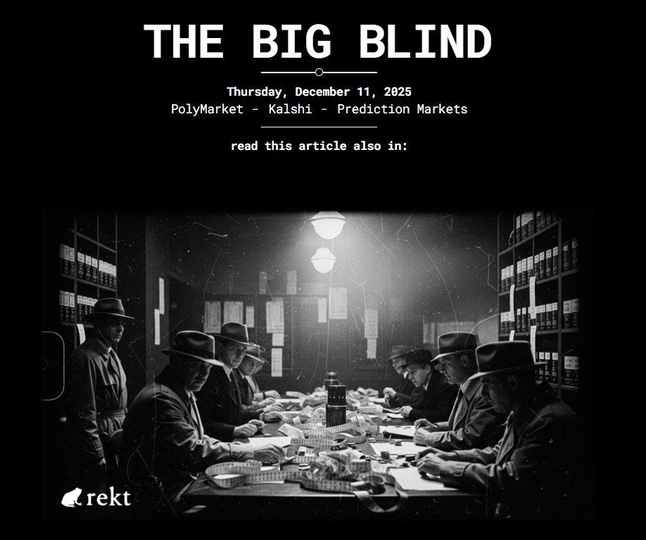 RektHQ's tweet image. After VC bets $1 billionon Kalshi. Paradigm drops research 6 days later, halving Polymarket's volume. Both platforms hire desks to trade against users. Wall Street backs both. The tech changed. Maybe the skim just learned to code. Welcome to the new Vegas.   

Story below.