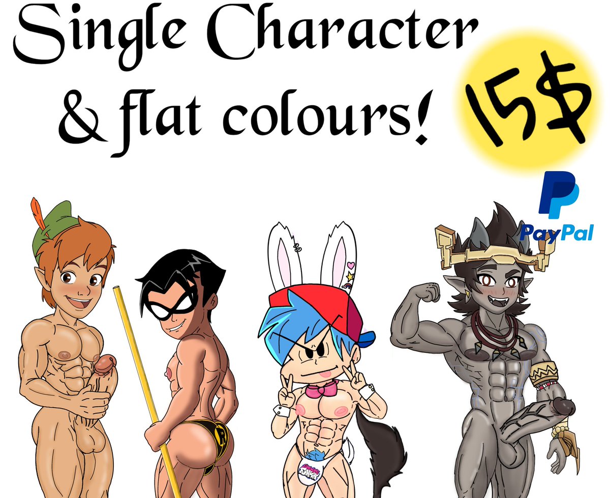 Commissions!!! Get your commissions!!
15$ single character + colour and flat colour background!
I draw Shxtas,Twinks &amp; Twunks!