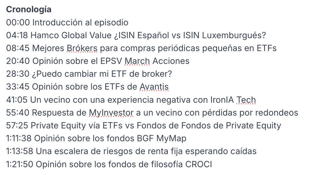 El consultorio de mañana es el más largo de lo que lleva Salud Financiera. 

Os dejo las temáticas y las marcas de tiempo por si quieres escuchar solo lo que te interese.