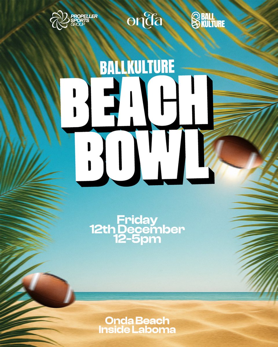 Sun, sports, and good vibes only.
Join us this Friday, 12th December, from 12–5pm at Onda Beach (Inside Laboma) for the ultimate beach sports experience!
Let’s ball out!
#BeachBowl #BallKulture #OndaBeach