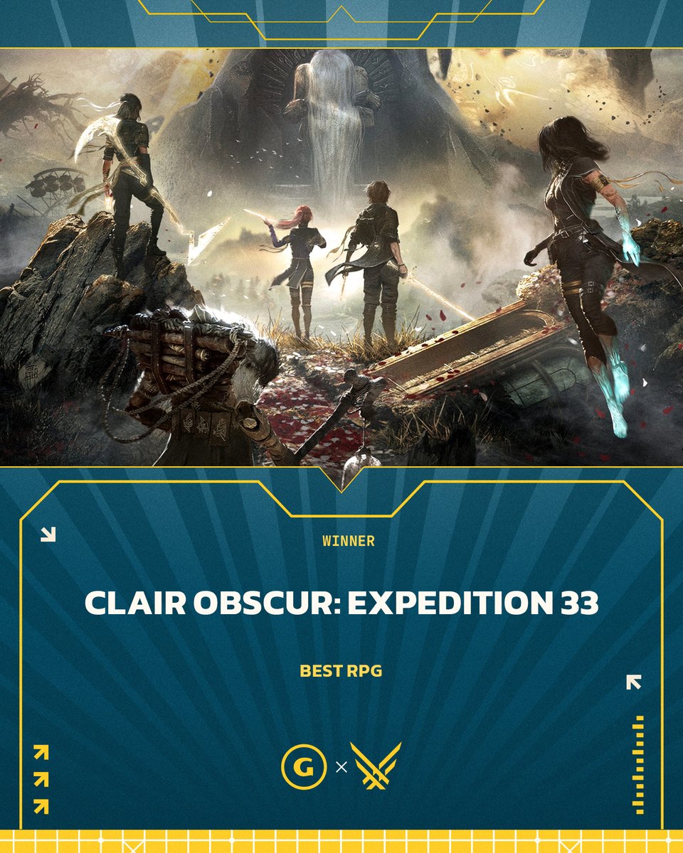 GameSpot's tweet photo. Best RPG goes to... yes, that's right #ClairObscur #Expedition33 💃 #TheGameAwards #TGA https://t.co/a0ILfYoqtk