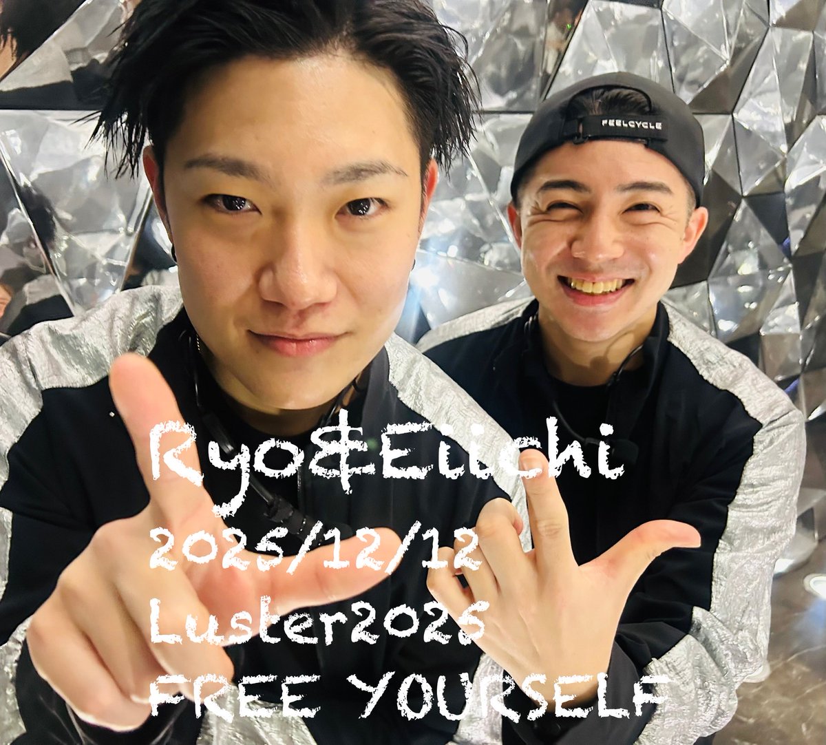 Ryo&amp;Eiichi L25 Free❤️‍🔥
楽しすぎぢゃーい🙌championはｸﾙﾖ😏って顔、Open sesameまたｼｭｰｽﾞハマらず足をバシッとw諦め走って煽りに🫵w
お互い遠慮せずｶﾞﾝｶﾞﾝ叫んでるのが気持ち良い😁ﾚｯｽﾝ終わり👍もらったから嬉しい！大満足💯EDM受けたかったよ..仕事🫠
Ryoくん近すぎなw
#feelcycle