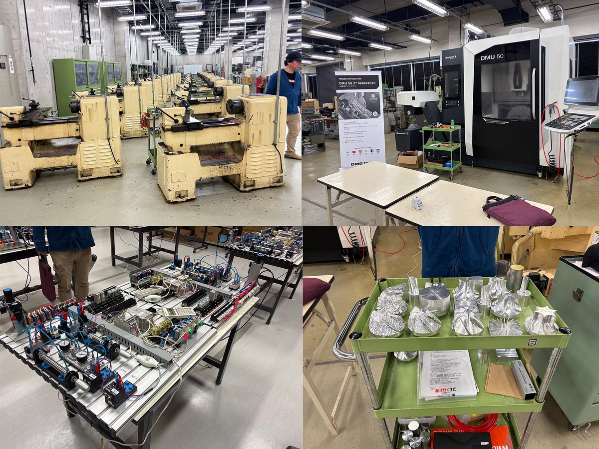 taikotechnics's tweet photo. 昨日、埼玉県にある「ものつくり大学」に行って来ました😆
とあるプロジェクトにご協力くださるという事で来たのですが。
控えめに申しまして、ワクワクが止まらない笑😆

　先生に校内を案内していただいたのですが、ものづくりに関する設備がやばい程、充実していて、鋳造や溶接、曲げ、レーザー、3Dプリンター、旋盤、マシニング、ワイヤー、ロボット、電子制御など他にも盛りだくさんで、見たことない機械も沢山ありました。
ここの生徒はこれらの設備を自由に使え、ものづくりのほぼ全てを学べる環境になっていました。正にプロフェッショナルを育てる大学です。なかなか無いっスよ。

羨ましい。
本日、学生達は、教室ではラズパイにAiを入れて何やらやってました😆気になるなぁ。

先生曰く、Fラン大学と言われているが、ものつくり大学の卒業生達は世の中で大活躍をして無双しているんだよね。世の中には偏差値で表せないもっと大事な価値があり、私たちは生徒にそれを学んでもらいたい。そして、世の中で活躍してもらいたい。というメッセージを私先生から私は感じました。
さらに、先生自身も生徒達から教えてもらう事もある。教えるだけでなく、貪欲にものづくりに関して学んでるって😆
松下村塾みたい。
ほんとそれ‼️
日本が大事にすべき所なんだよね。

この学校の卒業生の活躍を嬉しそうに、自慢げに話す先生がカッコよかったなぁ☺️

そして、先生達の「ものづくり愛❤️」がすごいという事です。これは、大事です。
そして若き学生達を観て、ものづくりがもっと好きになりました。応援したい。
私も「ものづくりが好き」になる会社を目指したいですね。まだまだ、学ぶ事が沢山あるなぁ。
