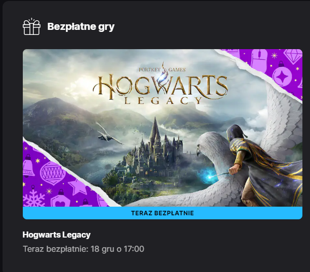 Hogwarts Legacy za darmo na Epicu