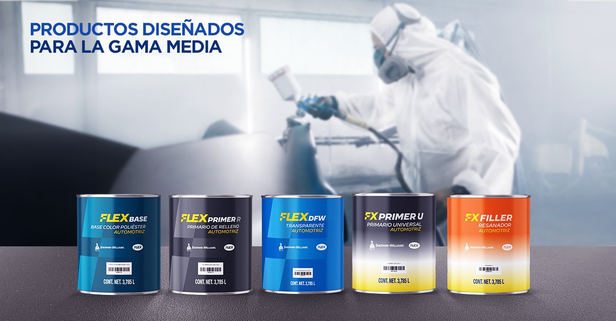 SWautomotiveMx's tweet photo. Creado para la gama mediana, nuestro sistema FLEX es ideal para talleres que reparan hasta 60 autos al mes y que buscan en cada trabajo un acabado tipo original.

#SherwinWilliamsAutomotive #PinturaAutomotriz #RepintadoAutomotriz https://t.co/ABDfN2YQO8