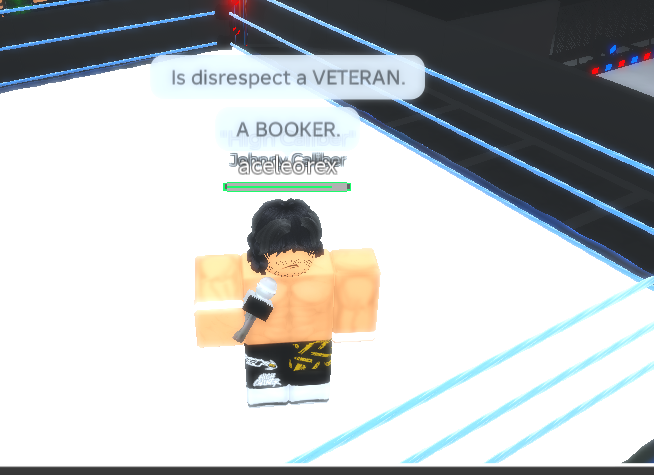 VirtualOnRBLX's tweet photo. #OFFTHEAIR IN A HEATED DARK MATCH EXCHANGE BY THE FORMER WORLD HEAVYWEIGHT CHAMPION, ALEX SWAN.. HE GOT INTO A HEATED EXCHANGE WITH THE "HIGH CALIBER" JOHNNY CALIBER! https://t.co/w9XshS9fP2