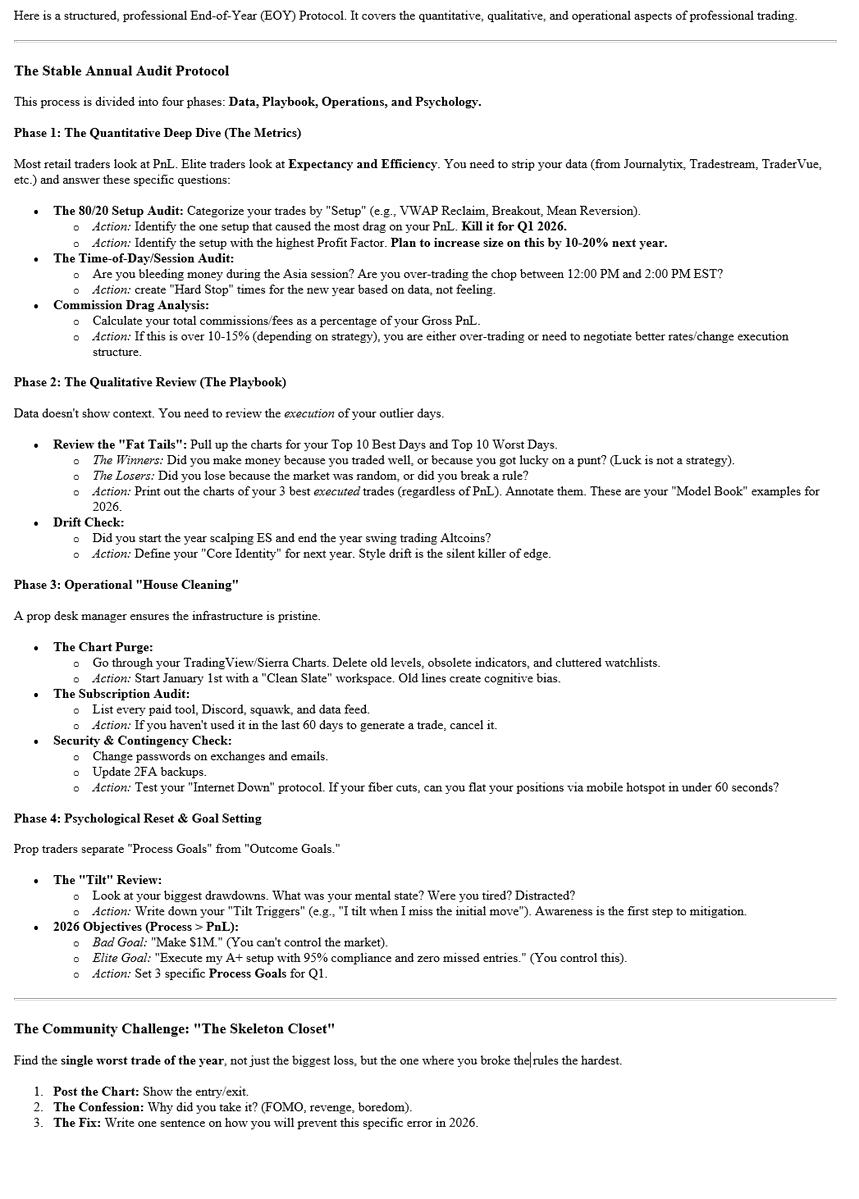 TheFlowHorse's tweet image. Maybe some of you will find this useful.

I pushed this out in @TradingStable. December for me is low activity, since there are better things to do than trade, but I do a self audit and house cleaning.