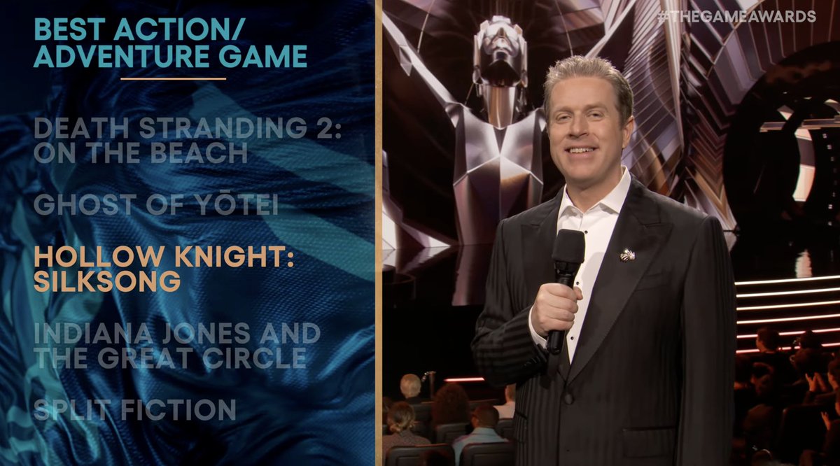 Hollow Knight: Silksong wins Best Action/Adventure Game at #TheGameAwards