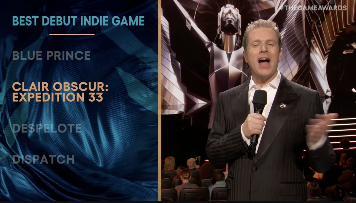 IGN's tweet photo. Clair Obscur: Expedition 33 Wins Best Debut Indie Game at #TheGameAwards https://t.co/ZOKHaeebD8