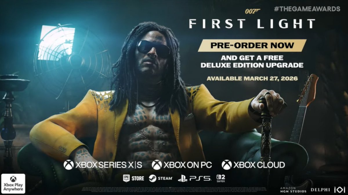 Lenny Kravtiz will be in 007: First Light.

He's flew his a-way to the stage.

#TheGameAwards