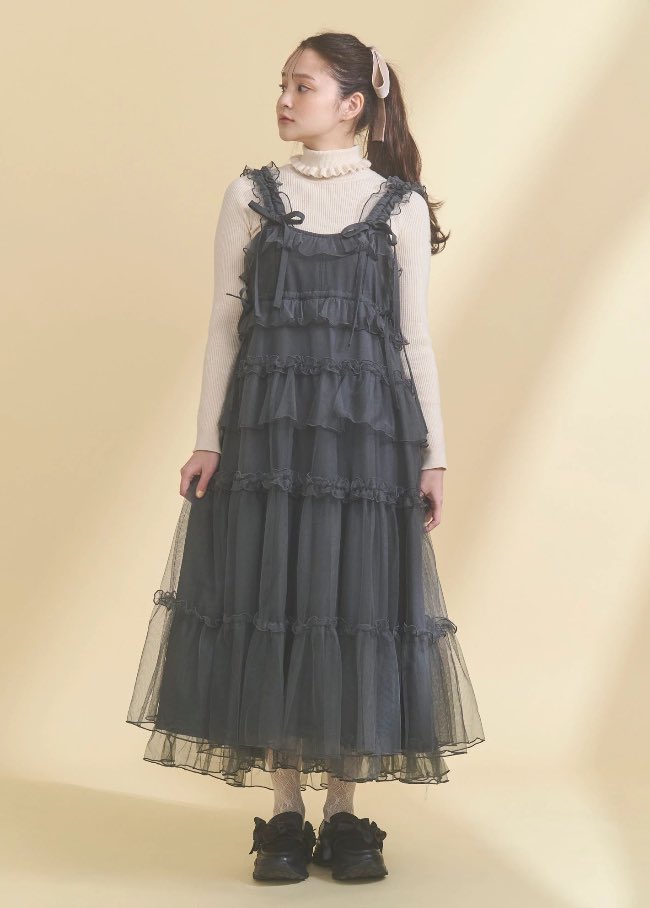 ▷再入荷情報 チュールドロストロングワンピース ピンク