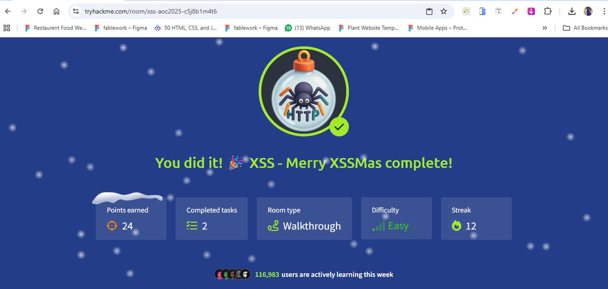 APanth3r's tweet photo. Completing Day 11 of AoC25. Learning XSS (Reflected and Stored)
@tryhackme @OSCGuild 
#tryhackme #CyberSecurity https://t.co/BKtPGmzxJw