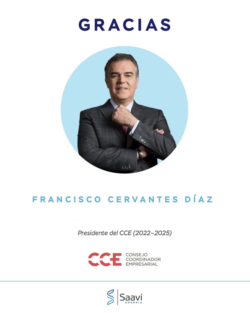 Reconocemos la labor de Francisco Cervantes (<a href="/fcervantes5/">Francisco Cervantes Díaz</a>) al frente del Consejo Coordinador Empresarial (<a href="/cceoficialmx/">Consejo Coordinador Empresarial CCE</a>). Su gestión fortaleció la capacidad de interlocución del sector privado y la búsqueda de acuerdos. 

_______________

We acknowledge the work of Francisco
