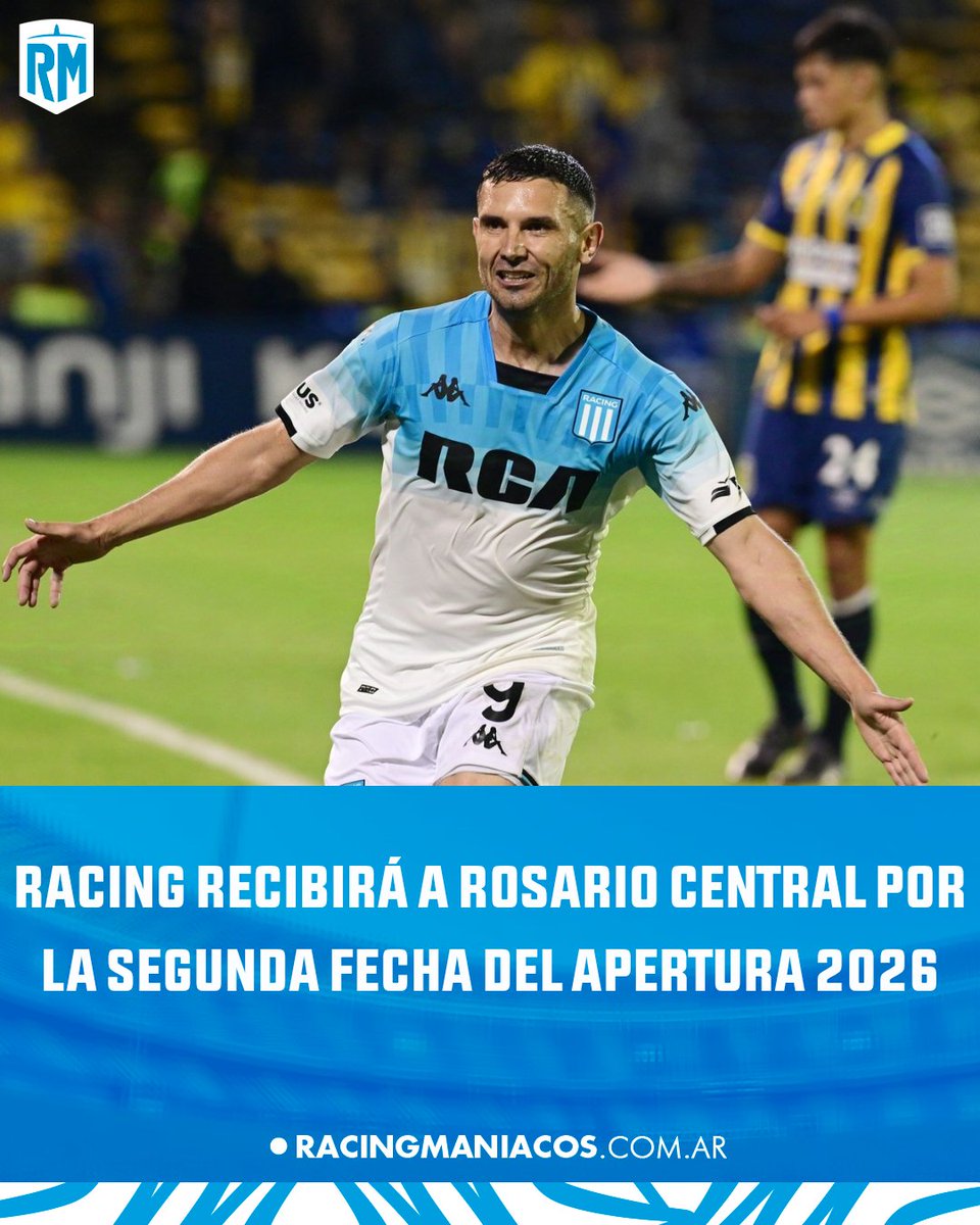 RacingManiacos's tweet image. EL PRIMER PARTIDO EN EL #CILINDRO DEL 2026 💙🎓

👉 #Racing recibirá a #RosarioCentral por la 2° fecha del Torneo Apertura 🏆
