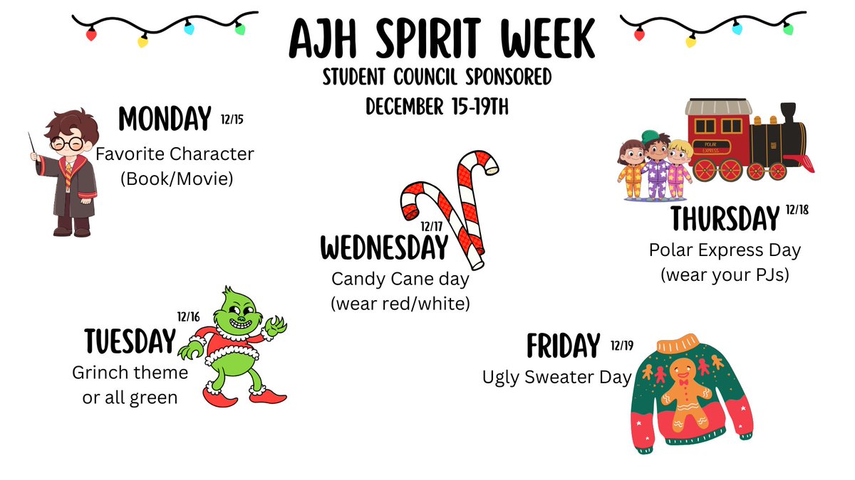 MrsKristiKing's tweet photo. AJH Winter Spirit Week next week!!! https://t.co/WAmBMDBKsq