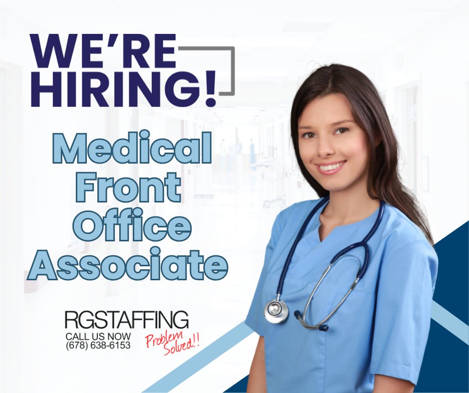 RGstaffingatl's tweet photo. Now Hiring: Medical Front Office Associate – Douglasville, GA
Award-winning practice seeking a warm, experienced front desk professional (check-ins, scheduling, phones, insurance).

📧 candidates@rgstaffing.net

🔗 https://t.co/VXsNnFgbV4

#RGStaffing https://t.co/xV1FpvFrKe