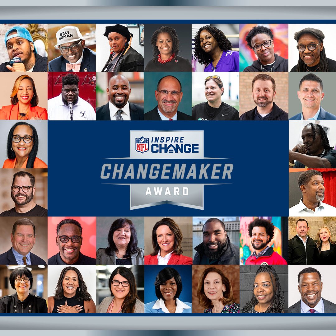 InspireChange's tweet photo. Congratulations to all the 2025 Inspire Change Changemakers!
 
The #InspireChange Changemaker Award recognizes individuals in each NFL team market making a difference in their community with their social justice work. Watch each team honor their Changemaker at their Inspire Change game as they also receive a $10,000 donation from the NFL Foundation, paid to a non-profit of their choice.
 
To learn more about this year’s nominees check out https://t.co/vuLxtUNxRR