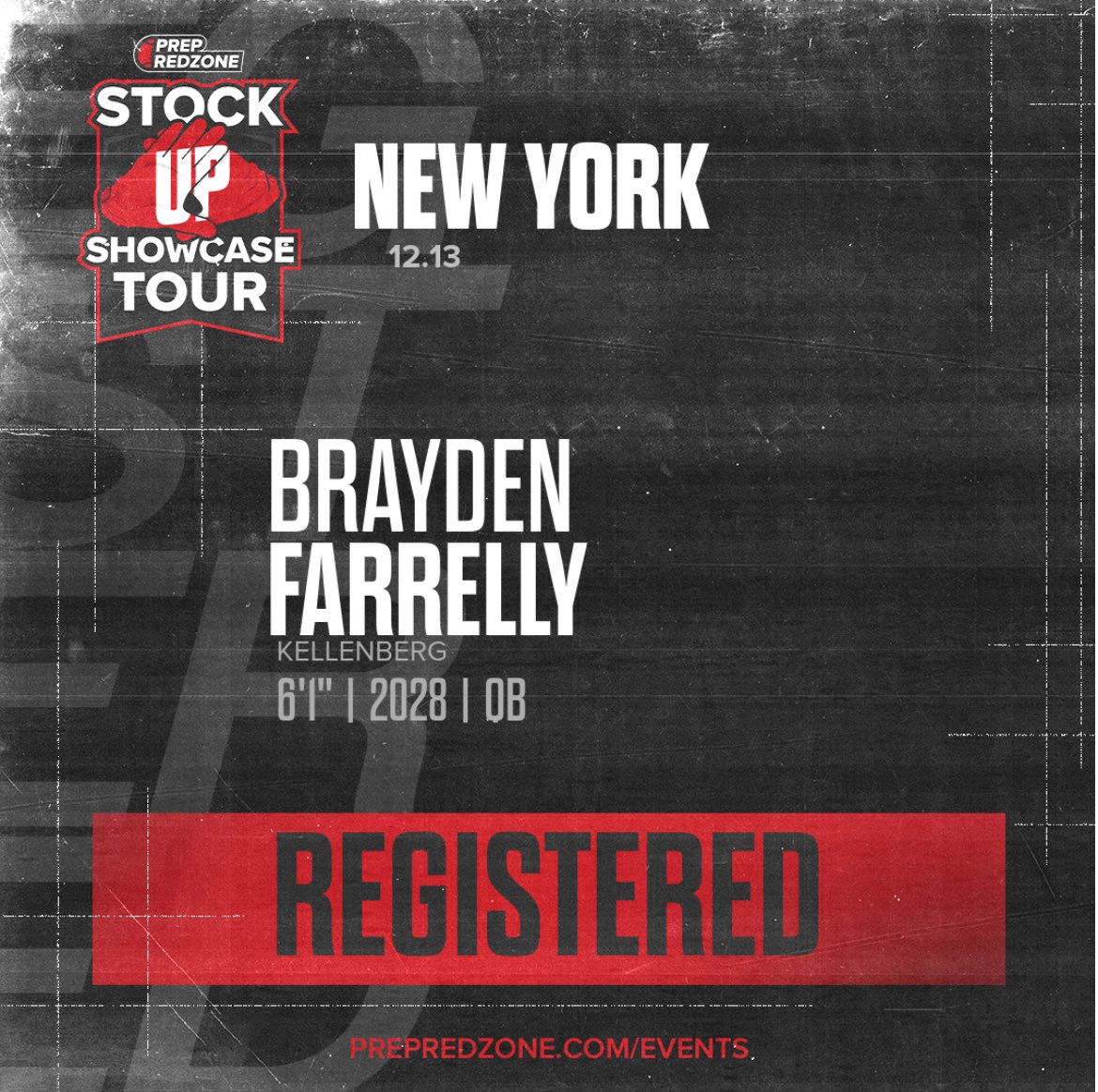I will be at the <a href="/PrepRedzoneNY/">Prep Redzone New York</a> Stock Up Showcase this Saturday <a href="/PRZVicCastillo/">VicCastilloPRZ</a> <a href="/PRZcory/">Cory Lemer</a> <a href="/PrepRedzone/">Prep Redzone 🏈</a> <a href="/KMHSFootball/">Kellenberg Firebird Football</a> <a href="/CoachMeisse/">Coach_Meisse</a> <a href="/QBCoachBrady/">James Brady</a>