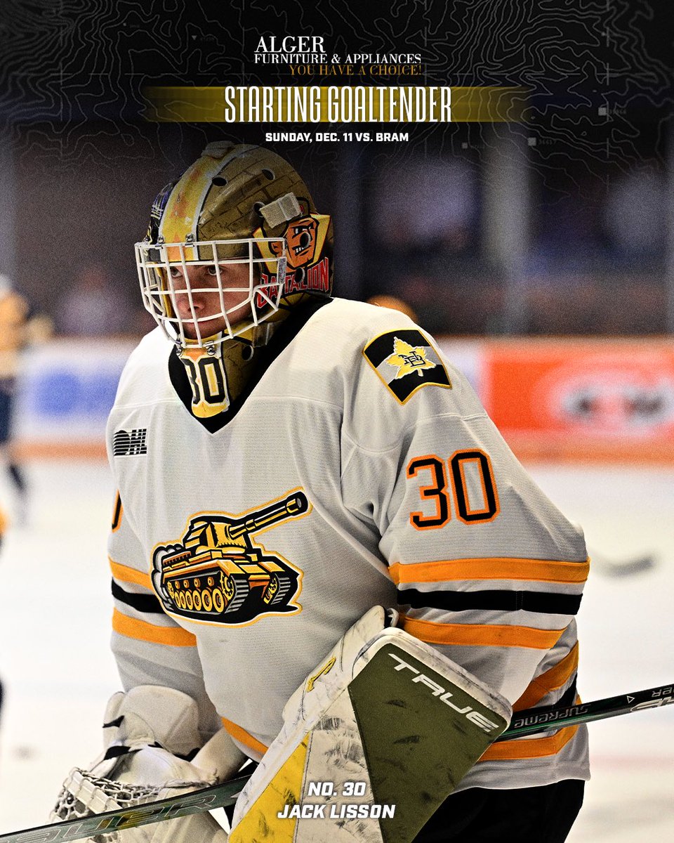 Lisson takes the crease in Gold✨

Your starting goaltender is brought to you by Alger Furniture &amp; Appliances
