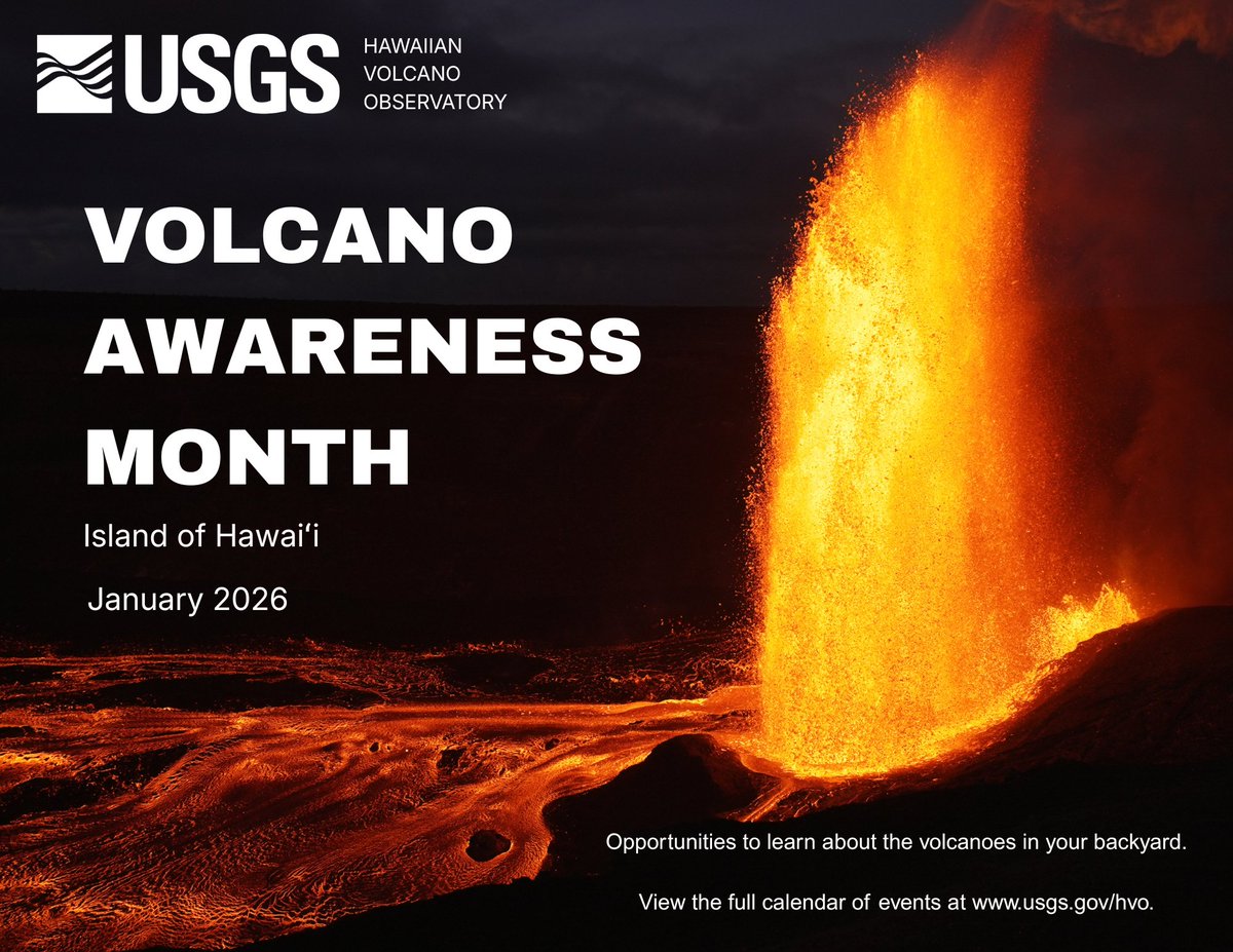USGSVolcanoes's tweet image. As the year 2025 comes to a close, we reflect on the historic past year of volcanic activity on the Island of Hawaiʻi. Thirty-eight episodes of lava fountaining at the summit of Kīlauea remind those of us who live in Hawaii that our landscape is volcanic and we should be aware of…