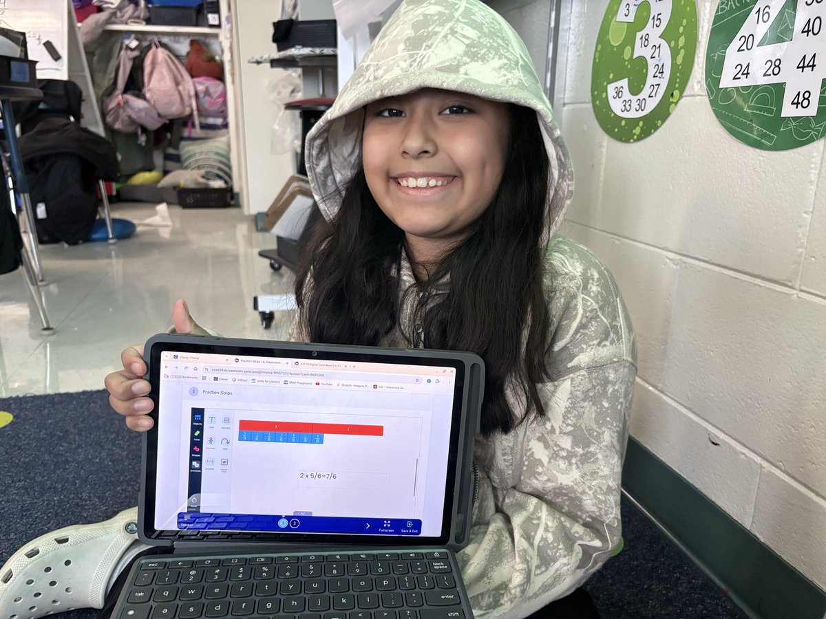 Subtracting fractions from whole numbers? No prob! We used <a href="/IllustrateMath/">Illustrative Mathematics</a>’s Fraction Strips to make the abstract (almost) concrete to better understand the relationship between parts &amp; wholes. Thanks, <a href="/BenagesMichelle/">Michelle Benages</a> &amp; the math team for a great PLT on manipulatives! <a href="/D59Rupley/">Rupley Elementary</a>