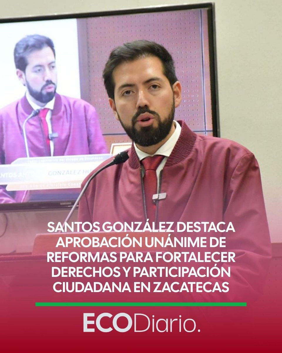 La LXV Legislatura aprobó por unanimidad reformas que fortalecen derechos, cuidados, medio ambiente y participación ciudadana.
Santos González destacó que el consenso permitió poner al centro la dignidad y los derechos de las personas.✍️#Zacatecas #DerechosHumanos #SantosGonzález