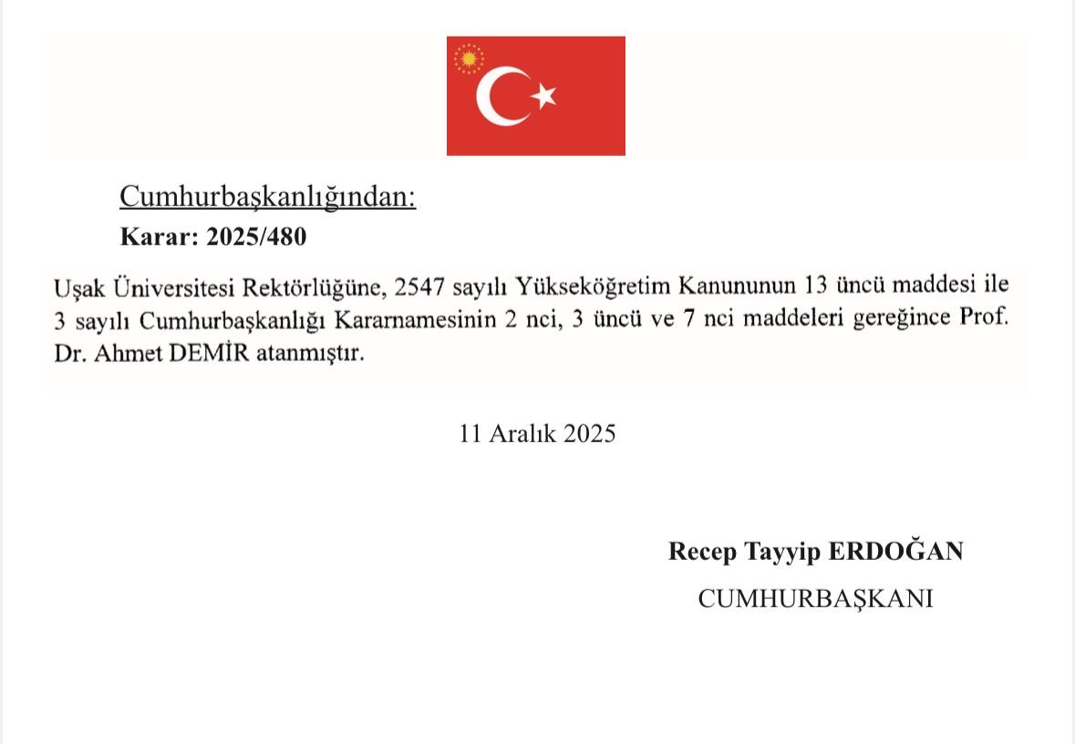 sukrumacun's tweet photo. Cumhurbaşkanımız Sn.Recep Tayyip Erdoğan’ın tensipleriyle Uşak Üniversitesi Rektörü olarak atanan Prof.Dr.Ahmet Demir hocamızı tebrik ediyor, görevinde başarılar diliyorum. https://t.co/WWTKhOCNll