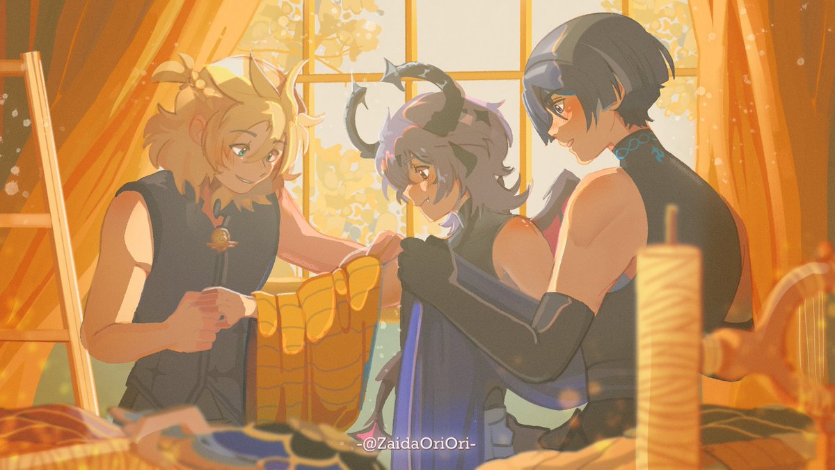 Just a little reminder that I love drawing Durin's family: Up with, Scara, Albedo, and Durin. 🗣️ Next week, if all goes well, I'll have finished my exams. ✌🏻