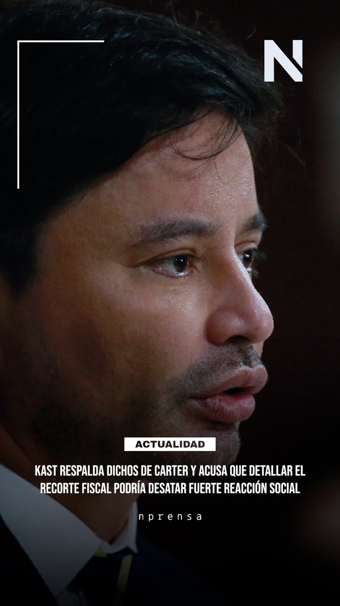 ⚡ Kast respaldó a Rodolfo Carter por sus dichos sobre el recorte de US$ 6.000 millones, señalando que revelar detalles podría provocar una fuerte reacción en las calles. Más información:
 instagram.com/reel/DSJAAWSjX…