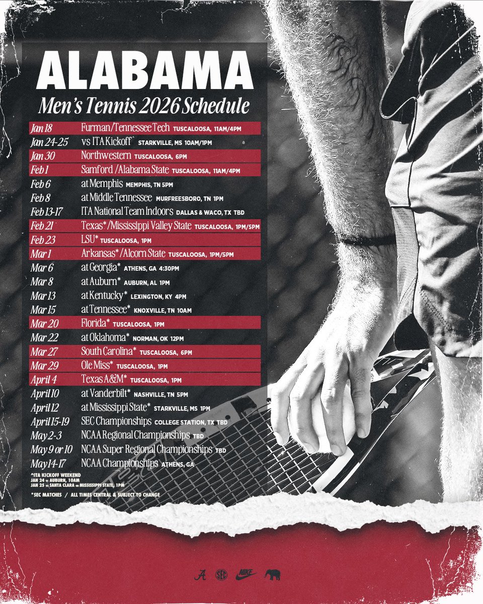 The schedule is set 😤

#RollTide