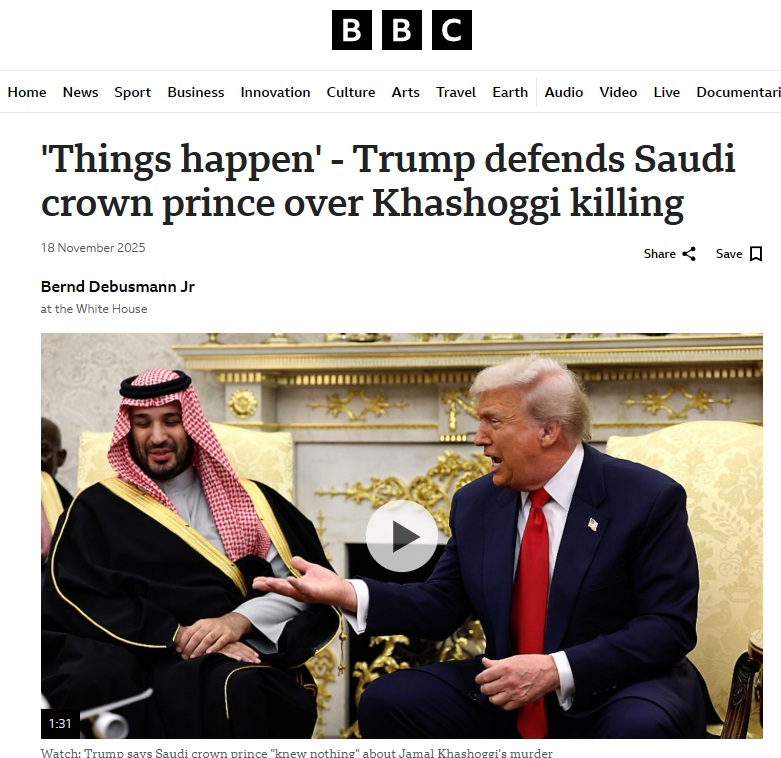 <a href="/SpeakerJohnson/">Speaker Mike Johnson</a> <a href="/Sec_Noem/">Secretary Kristi Noem</a> Woah... wait a fucking minute.
trump said, "Things happen" when confronted about his relationship with the Bone Saw Saudi Crown Prince Mohammed bin Salman.

SO FUCK OFF, MAGA-MIKE!