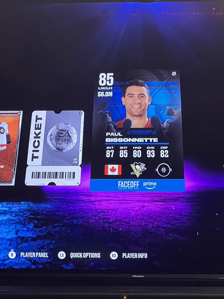 derf_smith's tweet image. Today’s Advent Calendar on NHL26!! Got me a @spittinchiclets biznasty Prime Faceoff card!!