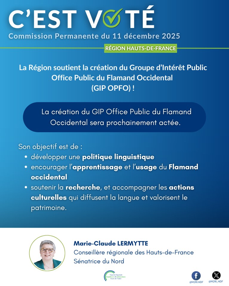ANVT_ILRF's tweet photo. Bedankt an de Streeke Top van Frankryk die JA evooisd het om 't oprechten van de Puublyke Office van 't West-Vlamsch / Merci à la Région Hauts de France pour son vote favorable à la création de l'Office Public du Flamand Occidental https://t.co/cM5aDXLxl6