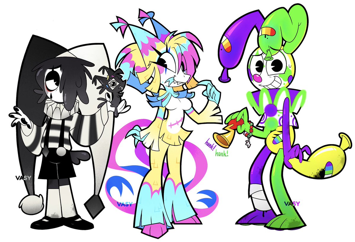 vasyutas_'s tweet image. my design set for circus troupe 🤹🏽‍♀️🎪 #dandysworld #blot #yatta #looey