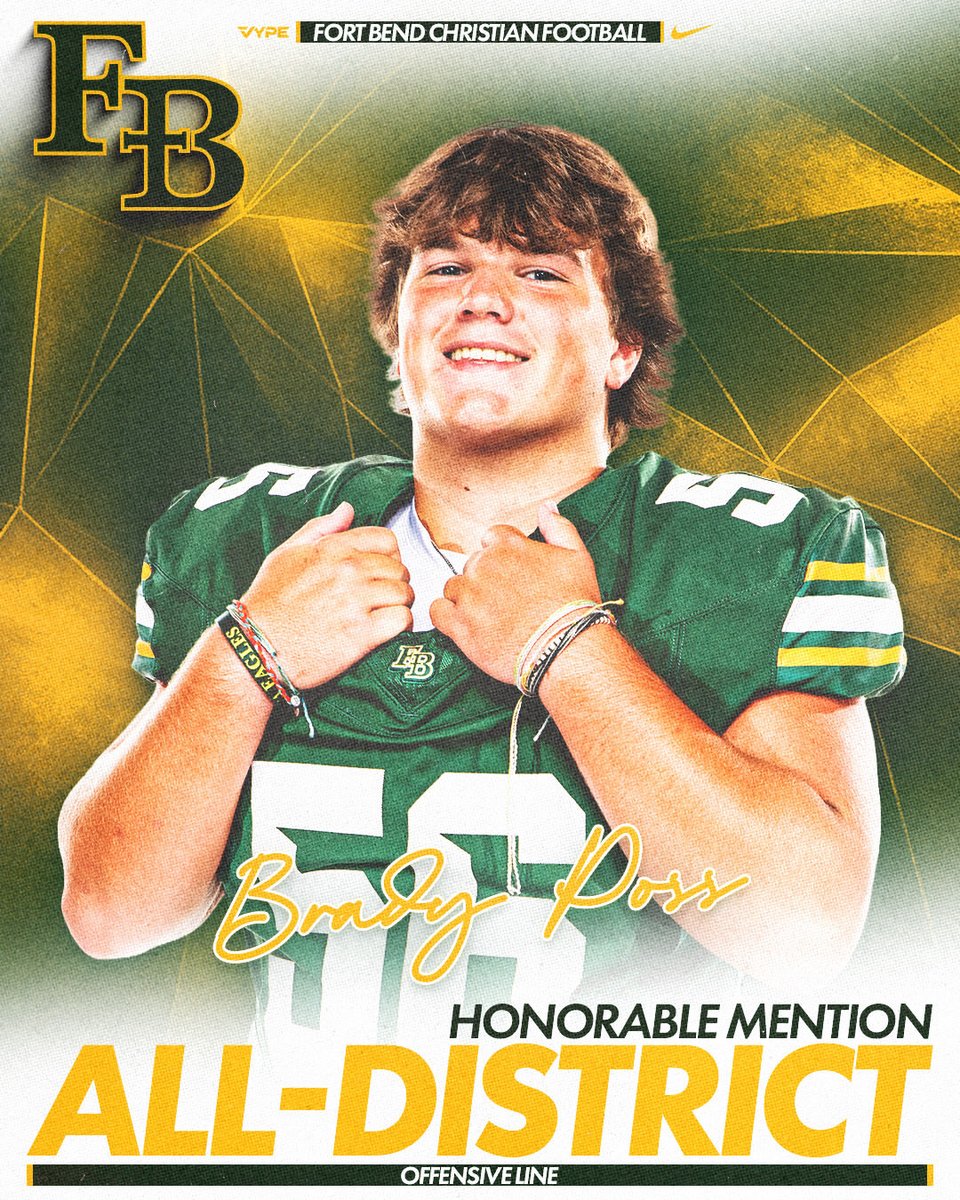 FBCA_Football's tweet image. Honorable Mention All District Brady Poss