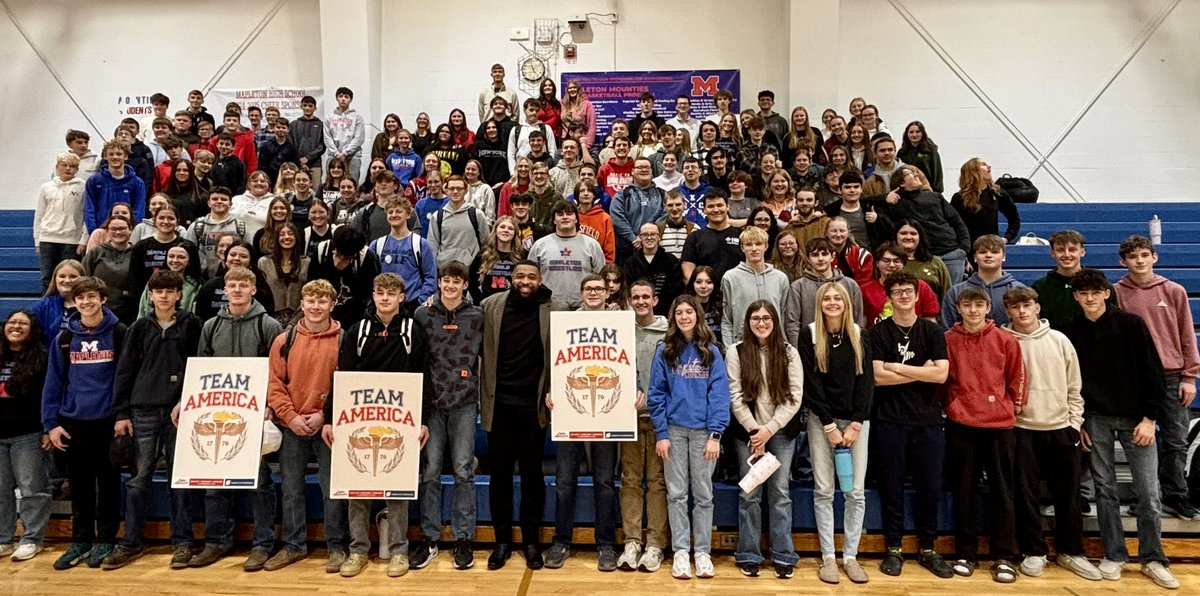 Great time with <a href="/TheOfficerTatum/">Brandon Tatum</a> in Northeast Ohio at Mapleton High School for their school wide assembly hosted by our <a href="/TPUSA/">Turning Point USA</a> Club America chapter!  🇺🇸

<a href="/tpusastudents/">TPUSA Students</a>