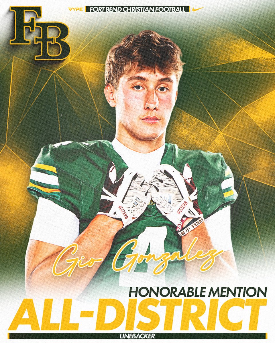 FBCA_Football's tweet image. Honorable Mention All-District @GioGonzalez0