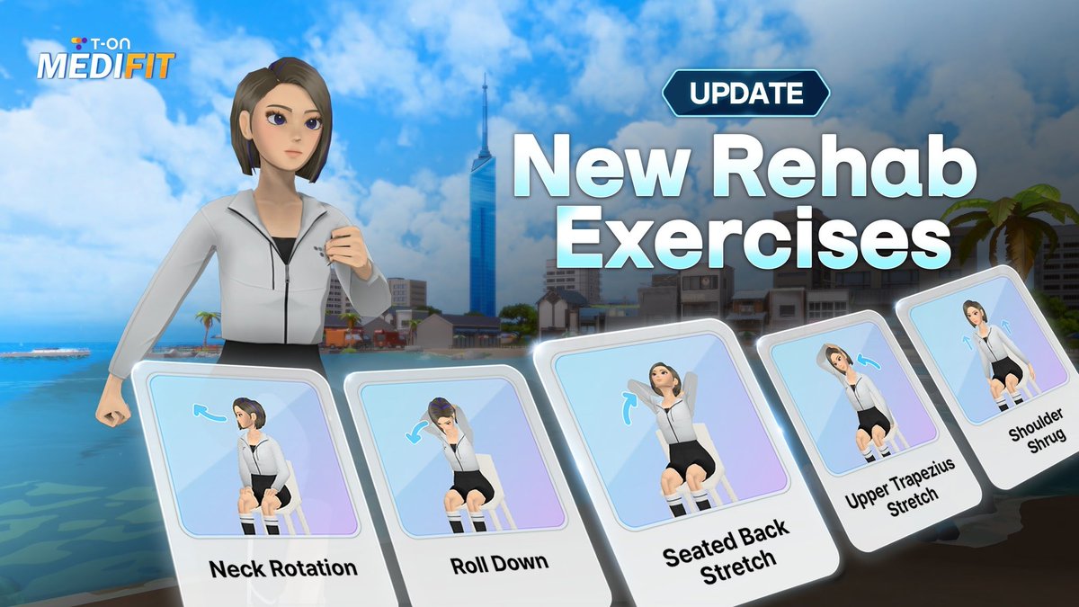 t_on_vr's tweet photo. [UPDATE]Your rehab routine just got a meaningful upgrade. We’ve added six new upper-body rehab exercises you can comfortably follow while seated!

Here’s what’s new
✨ Expert-backed rehab stretches
✨ Safe, gentle seated movements
✨ Tension-relief for your neck, shoulders &amp; back https://t.co/zuim5QvW9F