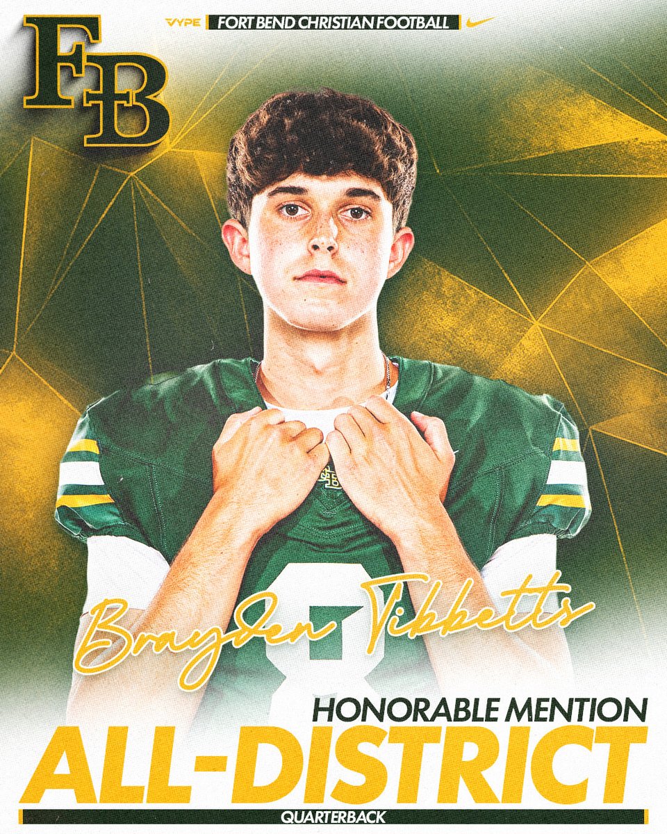 FBCA_Football's tweet image. Honorable Mention All District @BraydenTibbQB27