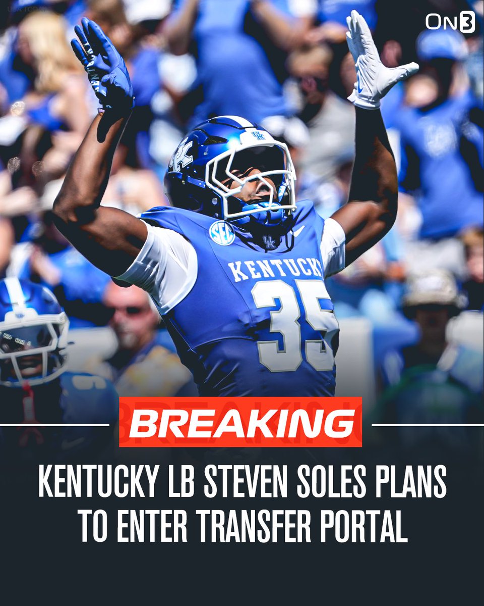 Kentucky edge rusher Steven Soles Jr. is entering the transfer portal with two years of eligibility remaining.

STORY: on3.com/teams/kentucky…