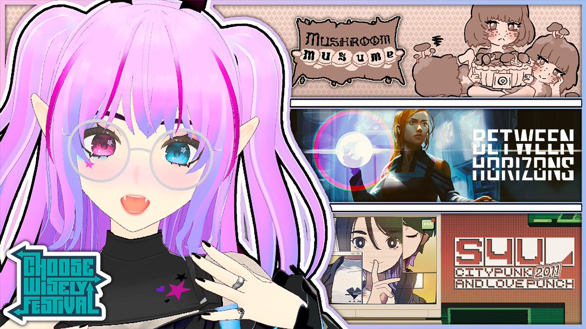 🧡 NEW VIDEO 🧡

It's #ChooseWiselyFestival week! I *may* be *a bit* late, but we're diving into some demos for #MushroomMusume, #BetweenHorizons, + MORE from the event!

Thanks to <a href="/EphuaHQ/">Studio Ephua 🦋 Choose Wisely Festival Host</a> for having me as a co-streamer!

✨ WATCH: youtu.be/ShZqXp5Nqo4

#VTuber #ENVTuber